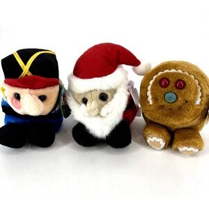 Vintage Puffkins Swibco Plush Lot Holiday Christmas Santa Gingerbread Nutcracker
